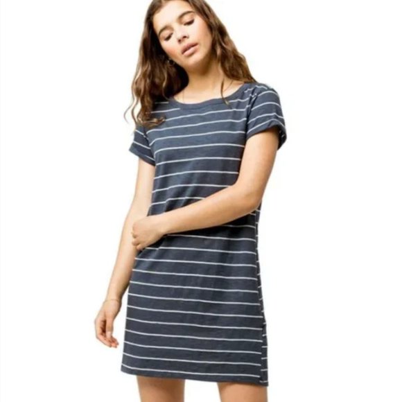 🔮 2 For $40 🔮 Billabong - NEW Striped Blue Coast Tee Dress S - Picture 1 of 9